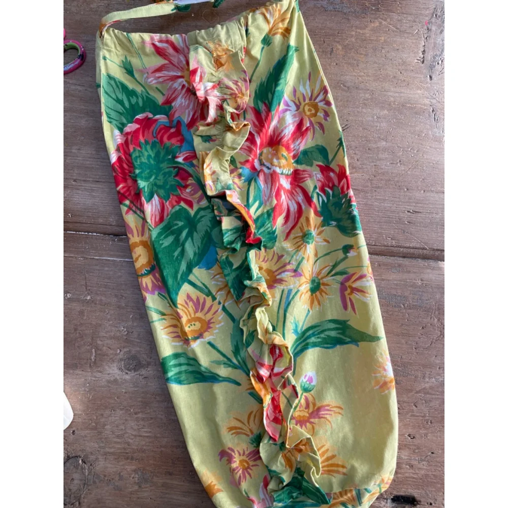 April Cornell Yellow Cotton Floral Yoga Mat Bag